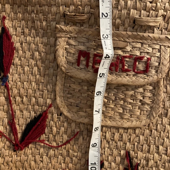 Handwoven Straw Bag with Red and Black Embroidery - Picture 13 of 15